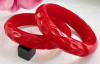 BB34 red peanut carved bangles
